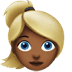 👱🏾‍♀️ woman: medium-dark skin tone, blond hair display on Apple